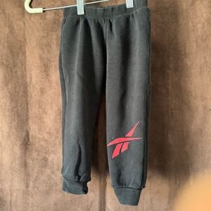 Reebok Toddler Boys Black Fleece Jogger Sweatpants Red Logo Size 24M RN127805